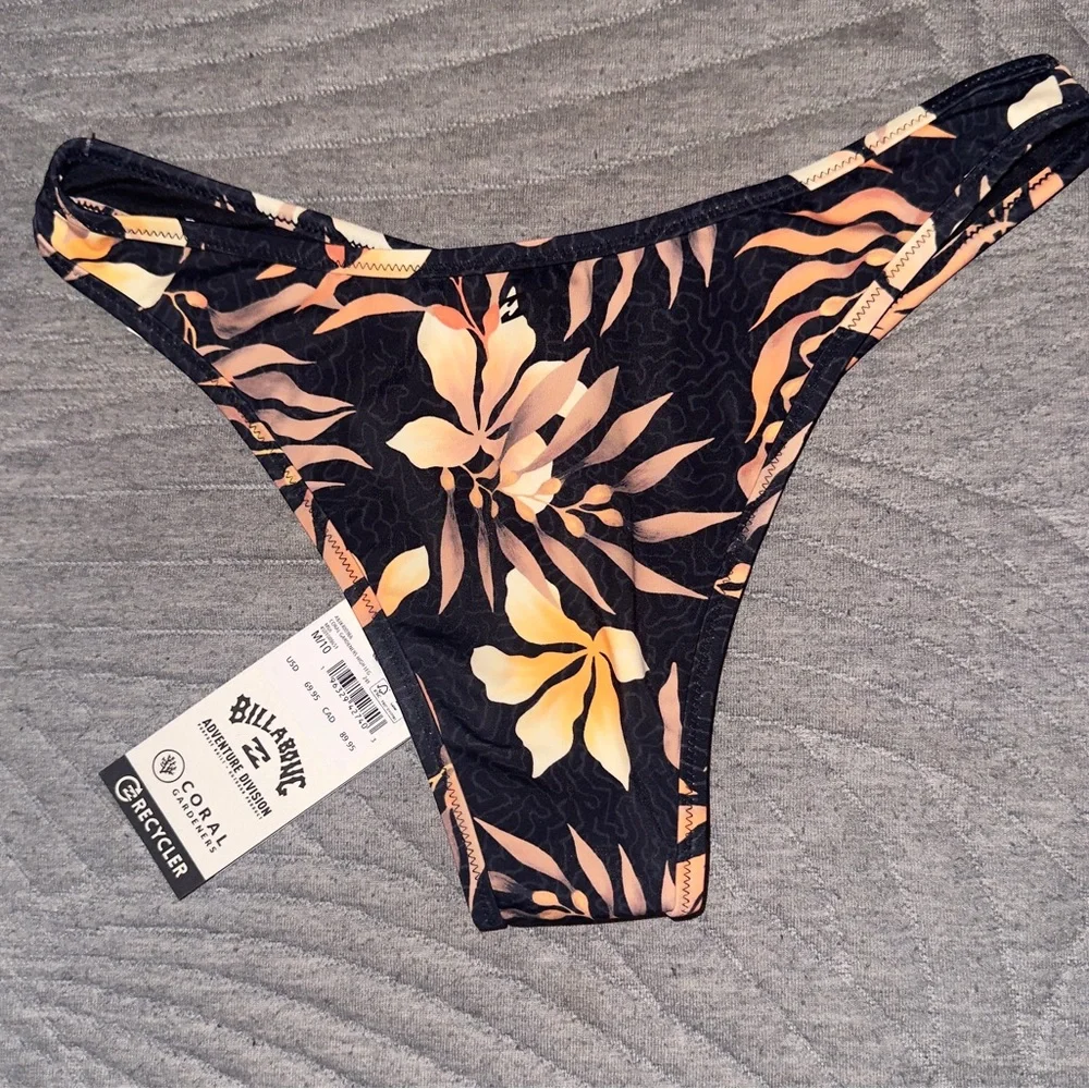 Billabong Black and Cream Bikini Bottom Classic Swimwear